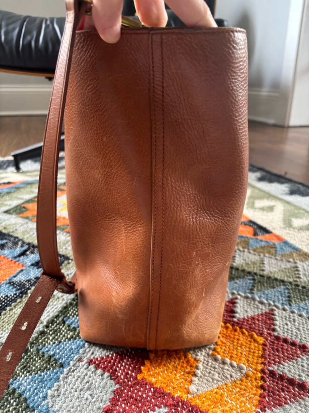Madewell Zip-Top Transport Carryall Tote in English Saddle Brown - Picture 4 of 8